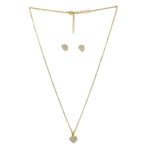 Set de cadena con dije y arete dorado 1mm -19.5"para mujer