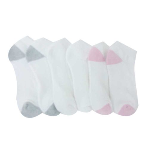 Set de 6 pares de calcetines multicolor sólido para niña