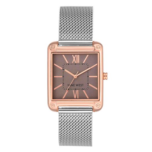 Reloj Nine West análogo metálico plateado para mujer