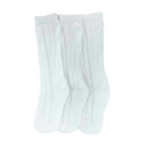 Set de 3 pares de calcetas blanca calado para niña