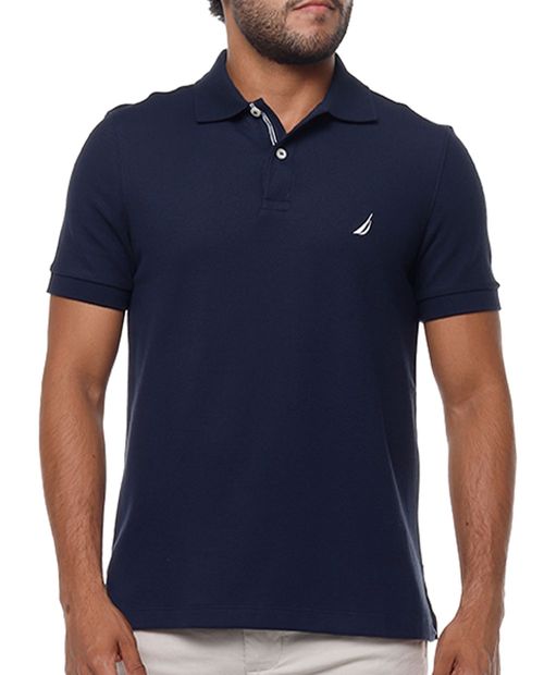 Nautica Camisa polo básica navy sólida para hombre