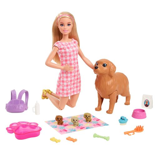 Barbie muñeca cachorros recién nacidos con mascotas