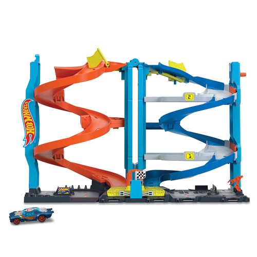 Hot wheels pista torre de carreras doble altura