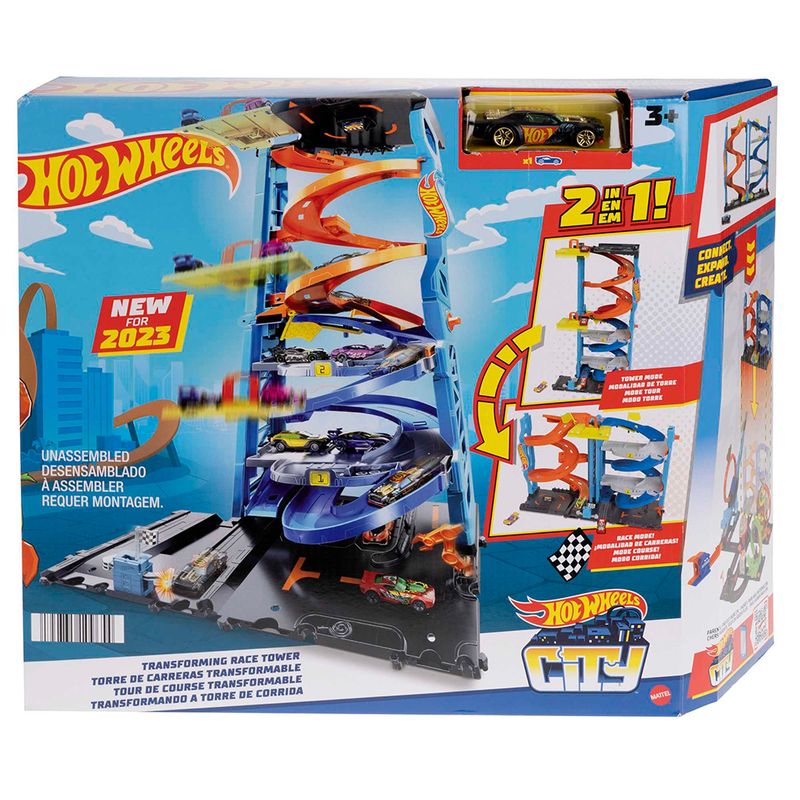 Hot wheels pista torre de carreras doble altura