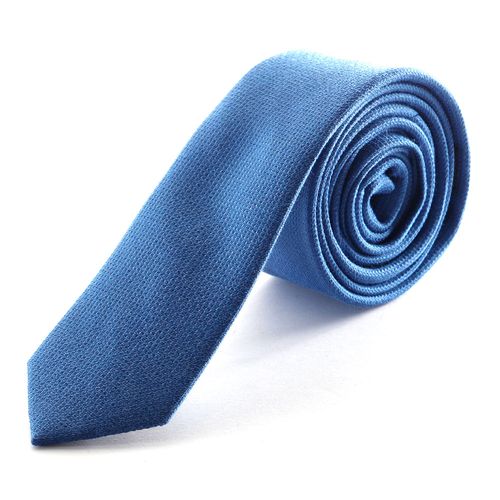 Corbata azul de seda texturizada para hombre