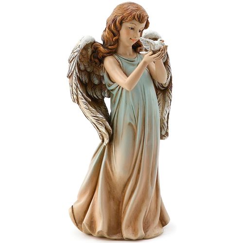 Figura de niña ángel con ave