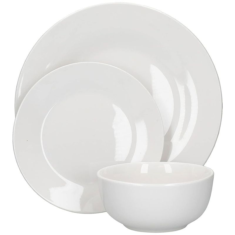 Set de vajilla de porcelana blanca 12 piezas