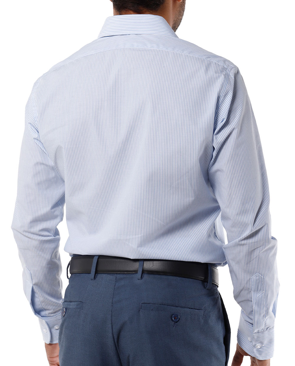 Camisa de vestir slim fit celeste rayada para hombre - Siman Costa Rica, image size:1000x1240