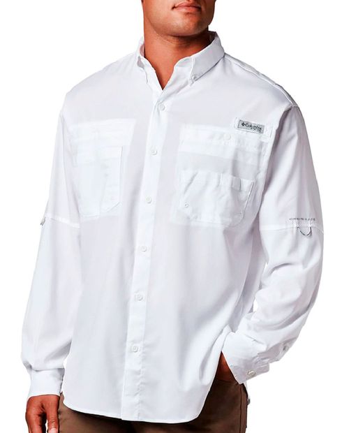Camisa Columbia PFG Tamiami II blanca sólida para hombre