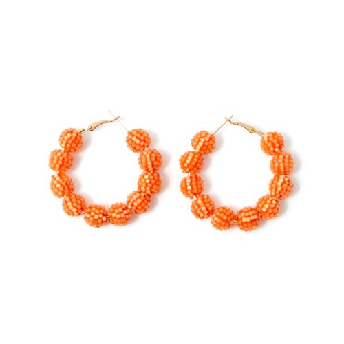 Aretes de aro con bolas para mujer