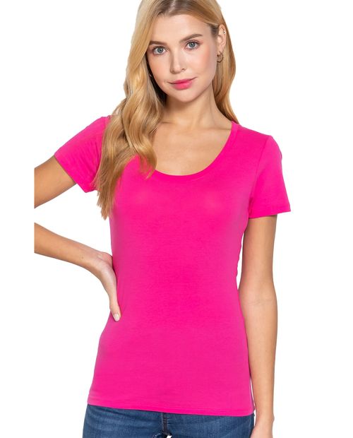 Camiseta Active Basic rosada manga corta para mujer
