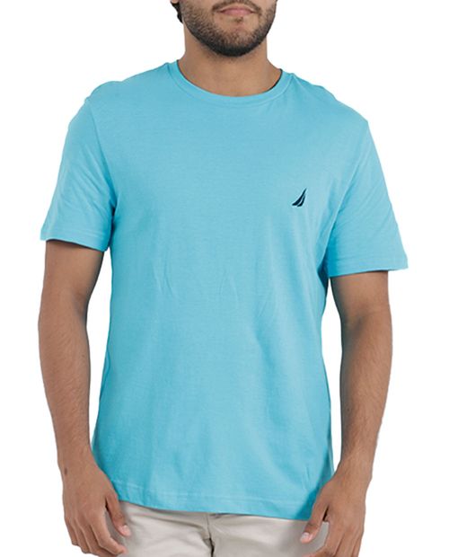 Nautica Camiseta básica aqua sólida para hombre