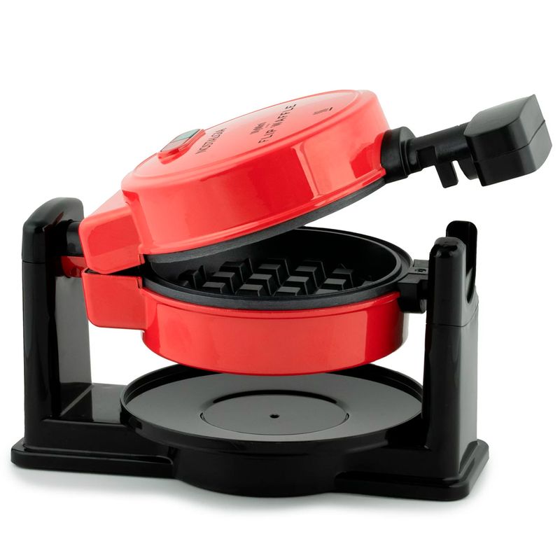 Mini Waflera Electrónica Para Desayunos Waffle Redondo Color Rojo