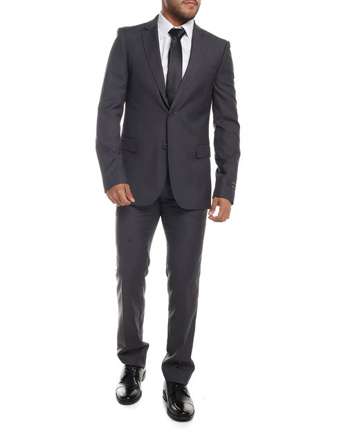 Traje slim fit gris sólido para hombre