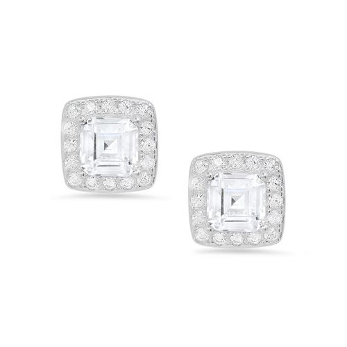 Aretes de plata plateado con diamante para mujer
