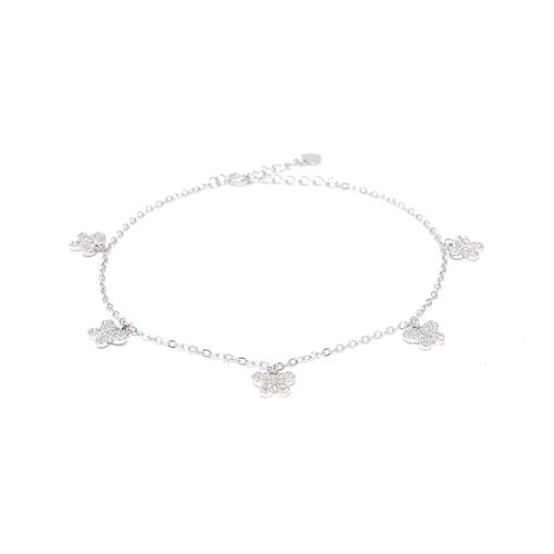 Pulsera de plata 1mm-6.5" plateada con mariposas para mujer