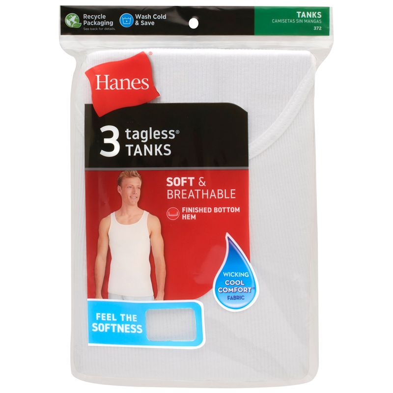 Pack de 3 camisetas interiores Hanes blancas para hombre