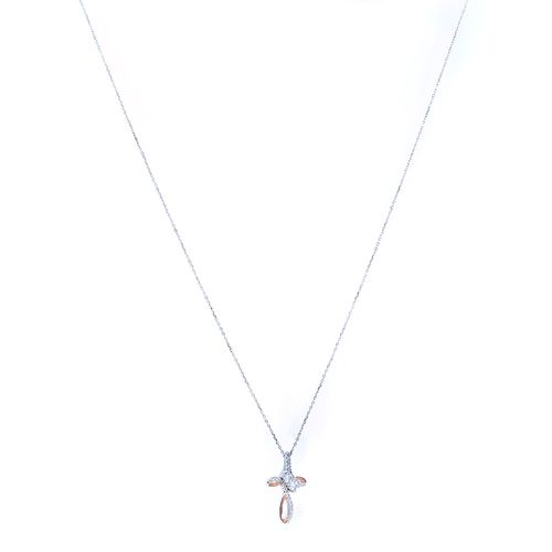 Cadena con dije de plata plateado 1mm -17.4" para mujer