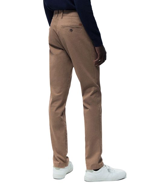 Pantalón casual chino slim fit khaki sólido para hombre