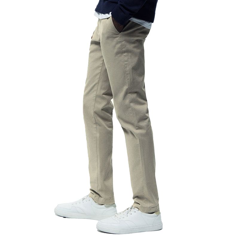 Pantalón casual chino slim fit khaki sólido para hombre