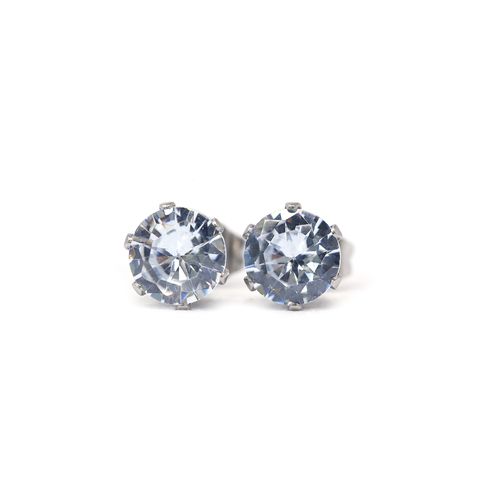 Aretes plateado para mujer con diamante