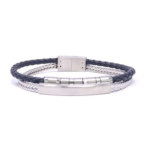 Pulsera de cuero 1cm-21.59 cm combinada para hombre