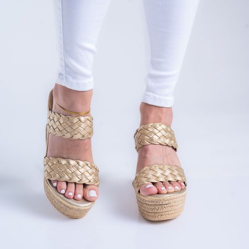 Sandalias de plataforma doradas cuñas Aruba para dama