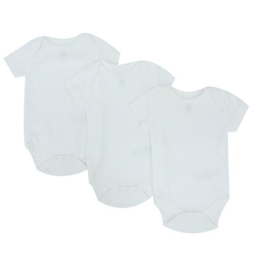 Set de 3 mamelucos blanco sólido para bebé niño
