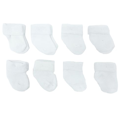 Set de 8 pares de calcetines blanco sólido para bebé niño