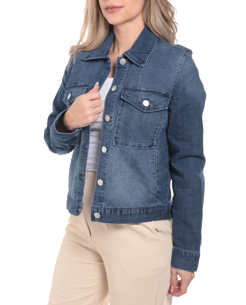 Chaqueta Baccini denim azul para dama - Siman El Salvador