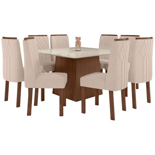 Comedor 8 personas cuadrado con vidrio Nevada