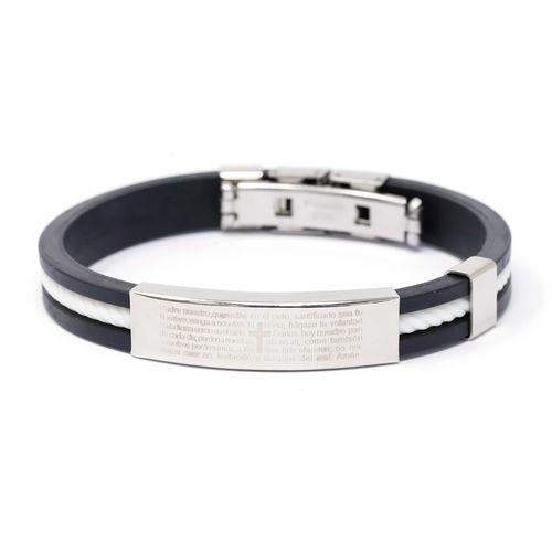 Pulsera Steeltime 8mm- 8.4" de caucho negro para hombre