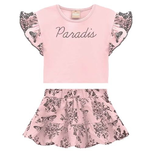 Conjunto de 2 piezas rosado con estampado niña