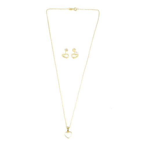 Set de aretes y cadena  de plata dorado