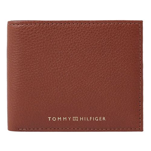 Billetera bifold Tommy Hilfiger café de cuero con textura para hombre