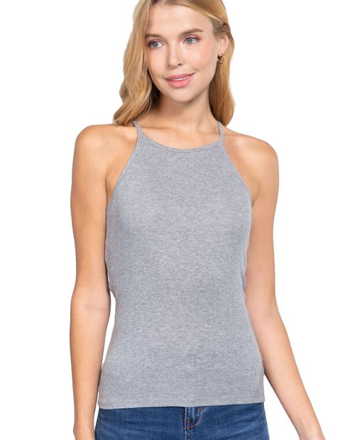 Camiseta Active Basic estilo tank top gris sin mangas para mujer