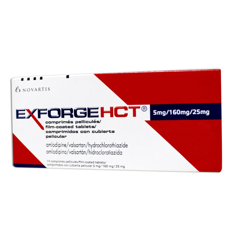 Exforge Hct 5mg/160mg/25mg X 14 Comprimidos - Siman El Salvador