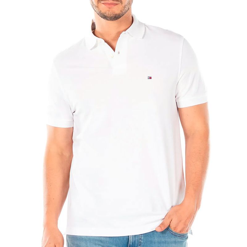 Tommy Hilfiger Camisa polo básica blanca para hombre