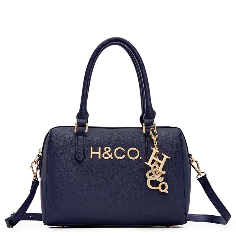 Cartera satchel H Co color navy para dama