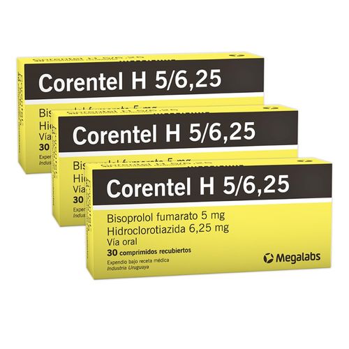 Corentel h 5mg/6.25mg x 30 comprimidos tripack