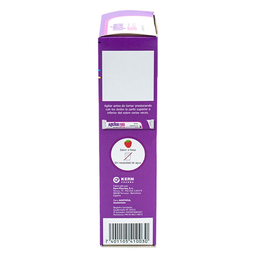 Agefen fem 400mg suspension oral x 10 sobres - Siman El Salvador