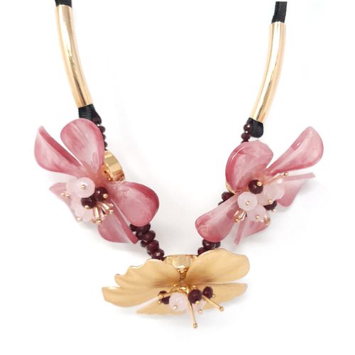 Collar floral 1cm-20.5" color rosa para mujer