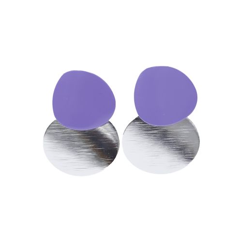 Aretes redondo color morado para mujer