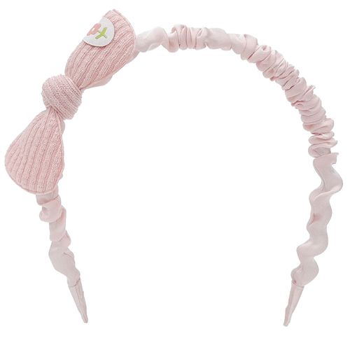 Diadema con chonga rosada sólido para niña