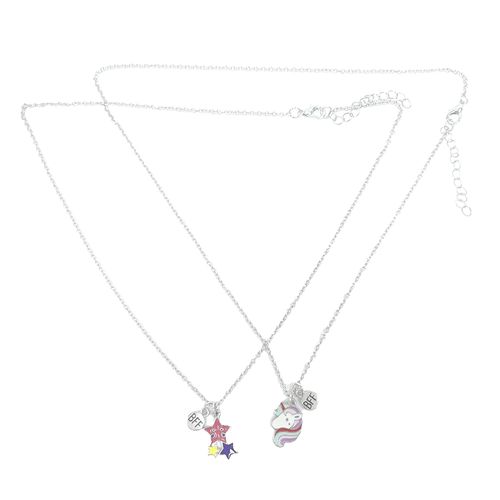 Set de 2 collares plateado sólido para niña