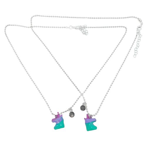 Set de 2 collares plateado sólido para niña