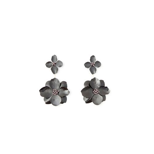 Aretes de flor metálico color negro para dama