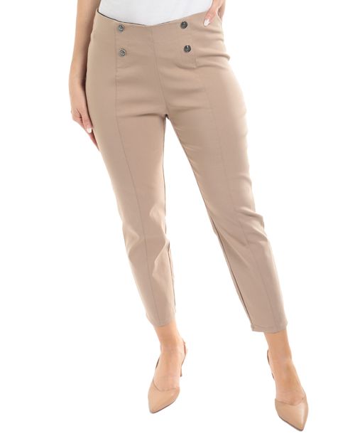 Pantalón Retrology pull on beige de cintura alta para mujer