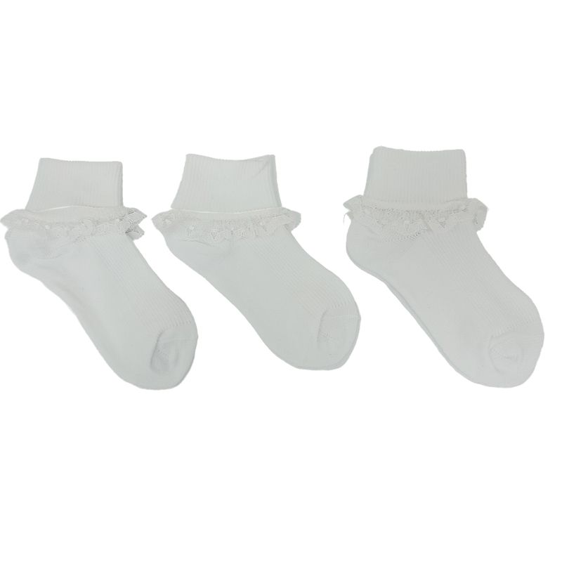 Set-de-3-pares-de-calcetines-blanco-solido-para-niña