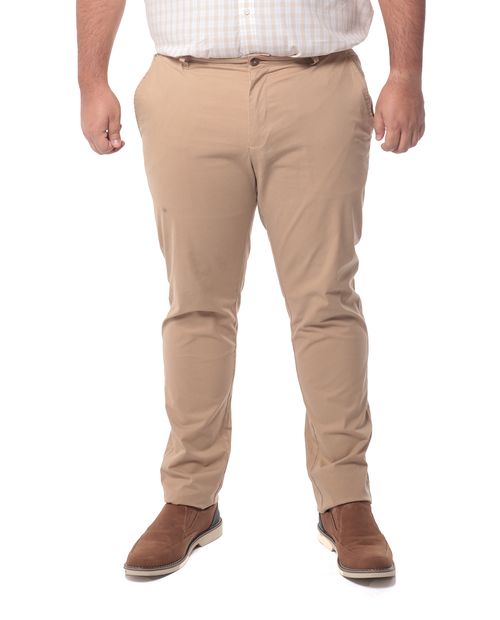Brooksfield Pantalón chino beige sólido para hombre